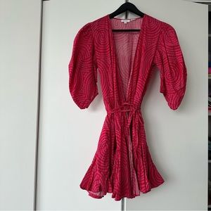 Rhode midi wrap dress with puffy sleeves